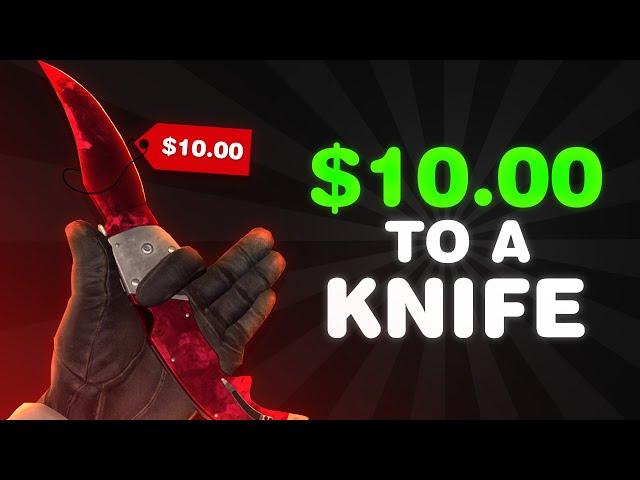 $10 TO A KNIFE CHALLENGE ON CSGOROLL!!