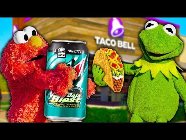 Kermit the Frog and Elmo SURPRISE Taco Bell Employees in Drive Thru!