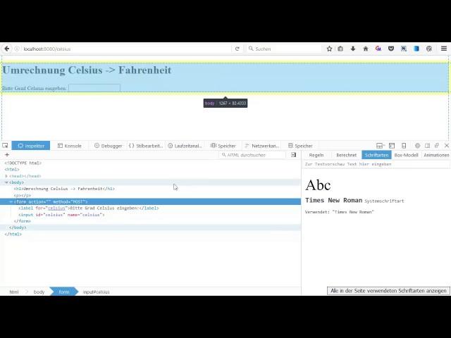 Web-Technologien, Server-Framework #20: Celsius-Anwendung, Demo