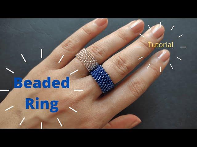 Seed bead ring tutorial, basic peyote stitch weaving