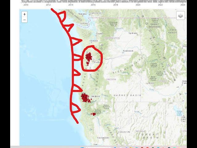 Mt. St. Helens Earthquake Activity. Cascadia Tremor Continues with North Migration. Wednesday 6/12