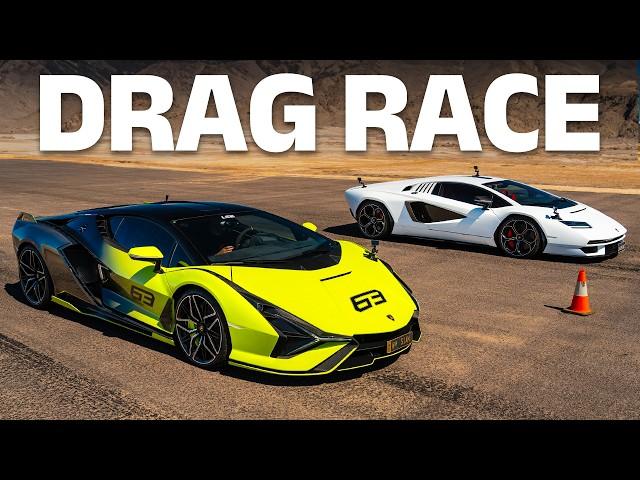 $10m DRAG RACE: Lamborghini Sian vs Countach - two V12 icons in the closest race yet!