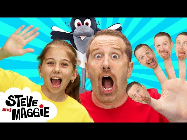 Finger Family Halloween Monsters + Dollshouse & Wheels on the Bus | Best Steve and Maggie for Kids