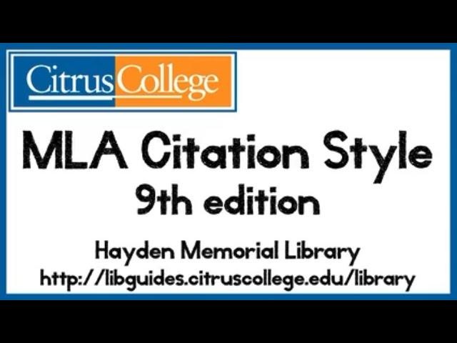 MLA Citation Style 9th edition HD