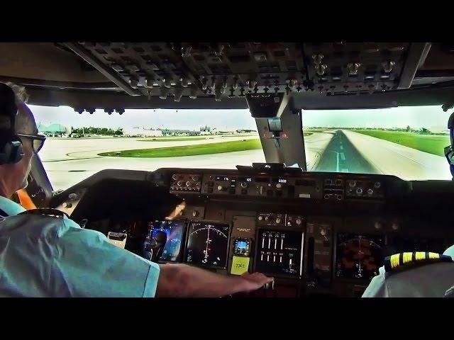 Boeing 747 Cockpit View - Take-Off from Miami Intl. (MIA)