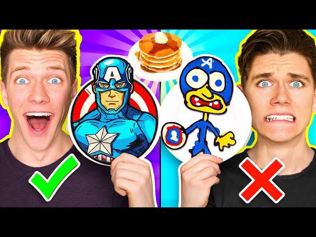 PANCAKE ART CHALLENGE Hero Edition & Learn How To Make Avengers vs Star Wars Disney Plus Art