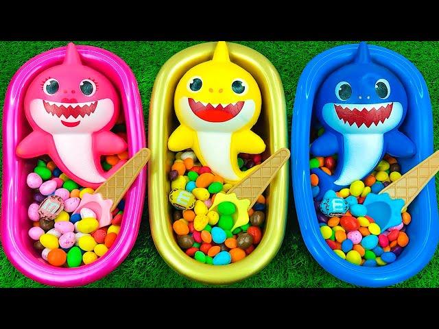 Satisfying ASMR l Magic Bathtubs with Rainbow Kinetic Sand M&M's & Skittles Candy Mixing Cutting