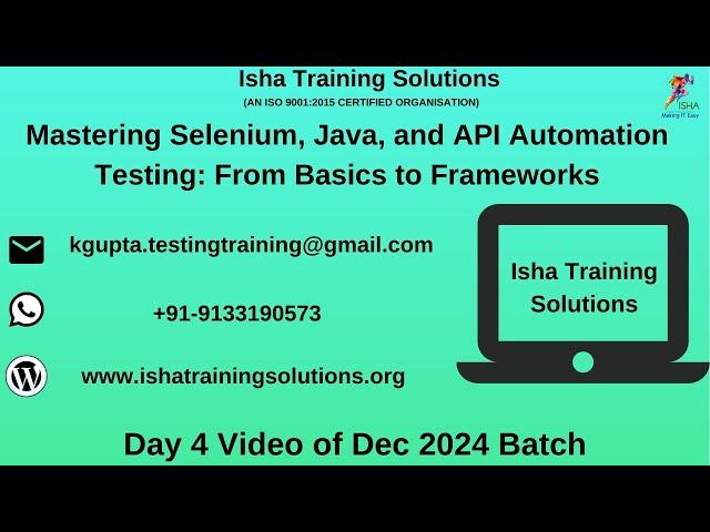 Mastering Selenium, Java, and API Automation Testing -Call/WhatsApp us on +91-9133190573 to Enroll