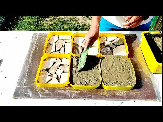 DIY Cement Garden Path DIY Paving Tile Crafts from cement and tile residue