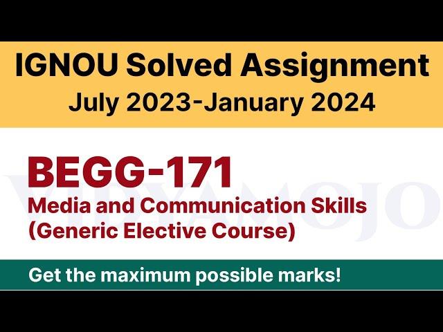 IGNOU BEGG 171 Solved Assignment 2023-24 PDF Download | Vidyamojo