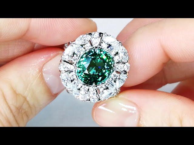 Unheated Neon Paraiba Tourmaline Ring at 4.82ct by Kat Florence KF07850