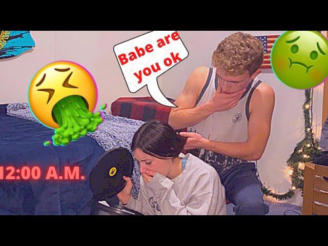 Getting Sick In The Middle Of The Night Prank On Boyfriend... PART 2!