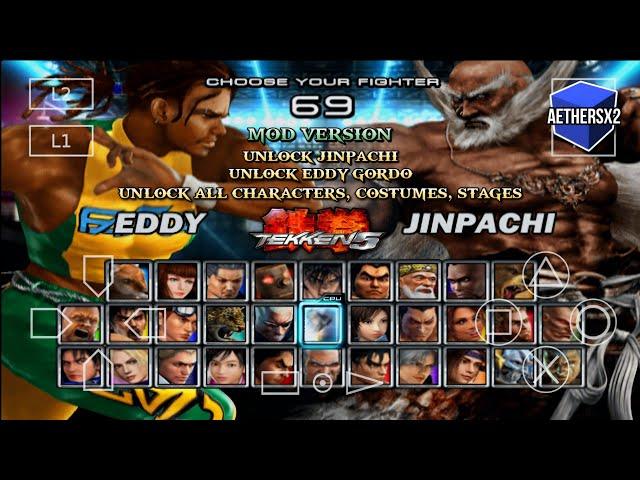 TEKKEN 5 MOBILE PS2 ON ANDROID PS2 MOD Jinpachi, Eddy Gordo Aethersx2 Unlock All Characters Offline