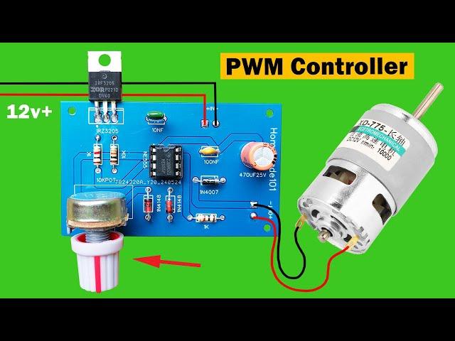 12V Motor controller circuit, DC motor speed controller using 555 IC