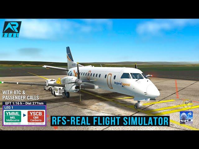 RFS - Real Flight Simulator - Melbourne to Canberra||Full Flight||Saab 340B||Rex||FullHD||RealRoute