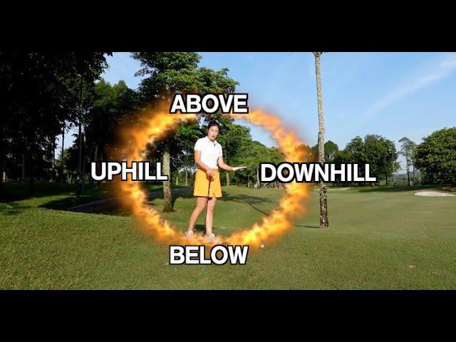 Different Lies & Slopes - Above Feet, Below Feet, Uphill & Downhill Lies - Golf With Michele Low