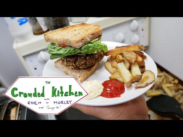 The WORLD'S BEST Veggie Burgers and Oven Roasted Fries | The Crowded Kitchen Ep. 1