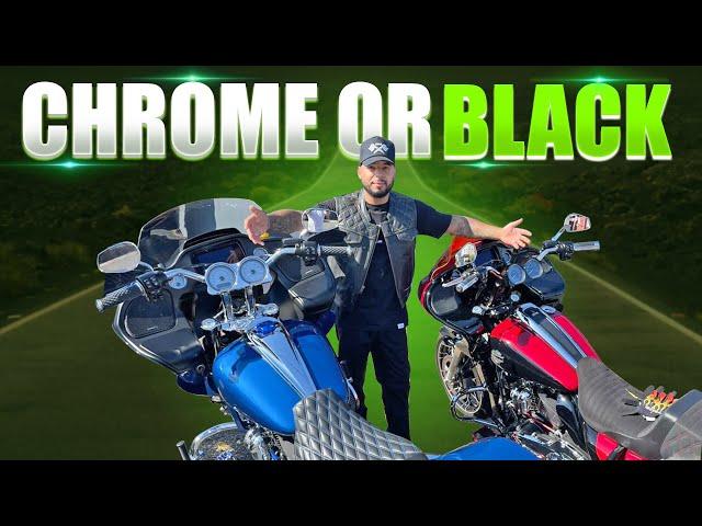 Arlen Ness method pull back risers black vs chrome comparison