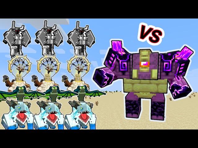 1 Ender Guardian Vs. 3 Mowzie's Mobs in Minecraft | 3vs1