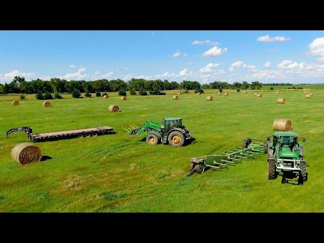 Hauling Large Round Bales in South Dakota