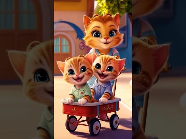 Two happy kittens having fun with their mother. Dudi dudi dam dam song.