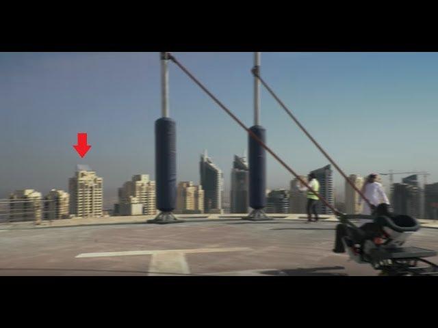 This Arab guy had a guy sling-shot to other building, but things got wrong!