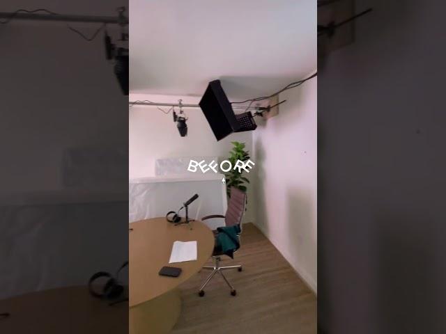 Podcast Studio Before & After With 7 of our 2” & 4” Dulce Angora Custom Acoustic Panels & A Gobo!