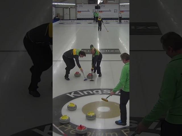 "Cannot wait too long to get on that sweep" 'Gatling Gun' Tom Van Waterschoot  #curling #fail