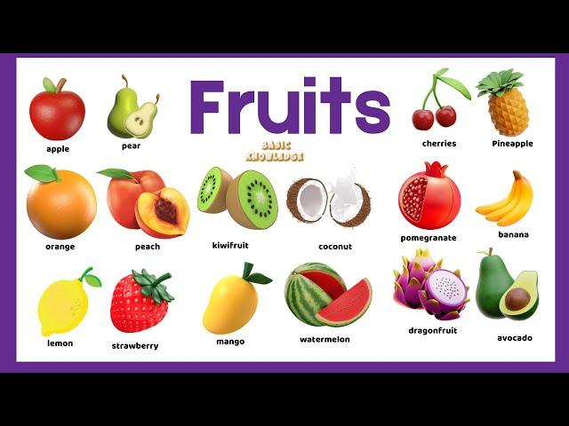 Fun Fruit Names for Toddlers | Fruit names: Apricot, Kiwi, Avocado & More | Educational Video