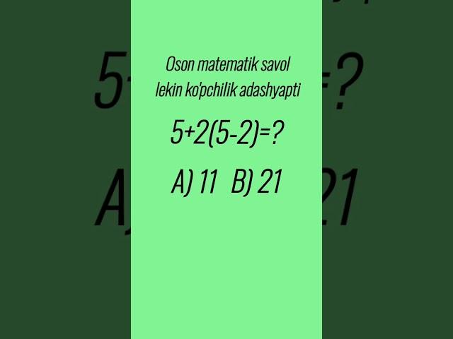 Oson matematik savol || Sodda matematik savol #matematika #matematik #test #testlar #shorts