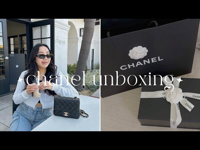 chanel mini square flap unboxing + what fits inside
