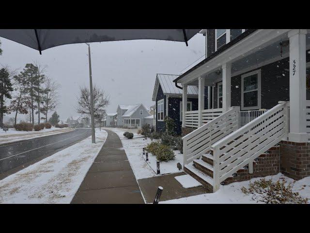 Winter Snow Walk Through American Neighborhoods | Nature Sounds for Sleep and Study