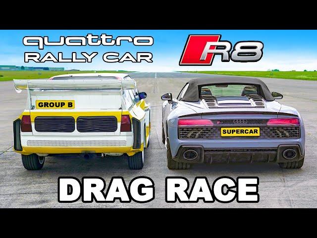 Audi R8 v Quattro Rally Car: DRAG RACE