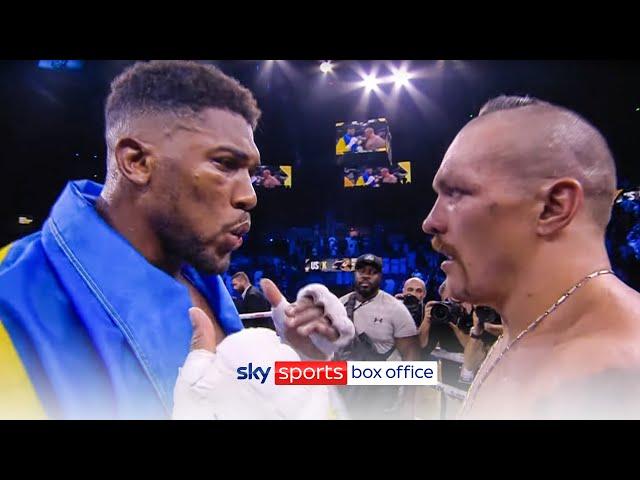 Anthony Joshua confronts Oleksandr Usyk after defeat & throws belts out of the ring