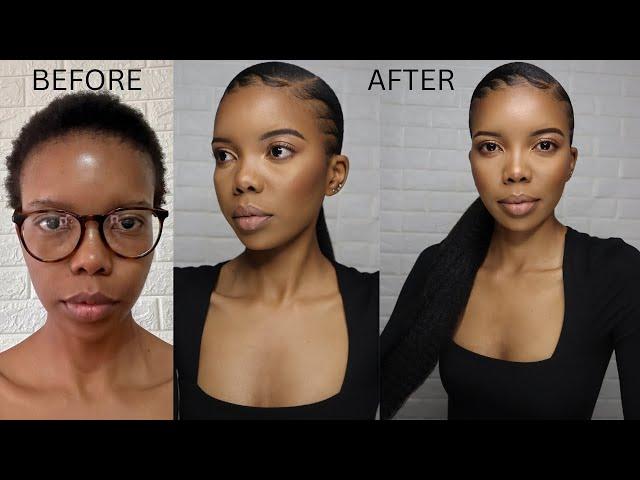 R100\$5.50 SIDE PART PONYTAIL ON SHORT 4C HAIR|NO HEAT|EXTENDED PONYTAIL