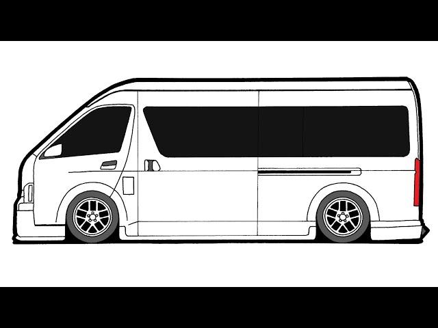 How to draw a TOYOTA HIACE