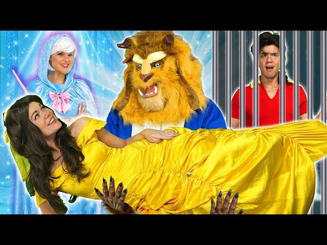 BEAST SAVES BELLE WHEN FAIRY GODMOTHER HELPS. (With Elsa, Belle and Cinderella) Totally TV