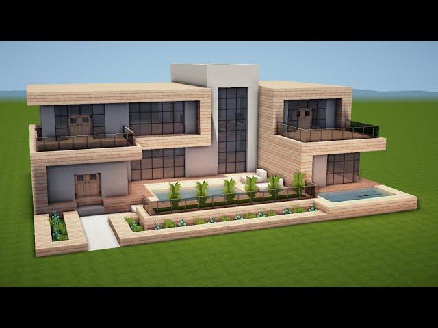 GROßES MODERNES HAUS mit POOL in MINECRAFT bauen TUTORIAL [HAUS 227]