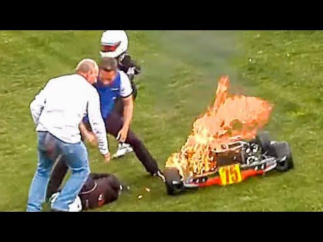 CRASH! Karting Mayhem... Inc. How to Deal with a Kart on Fire!