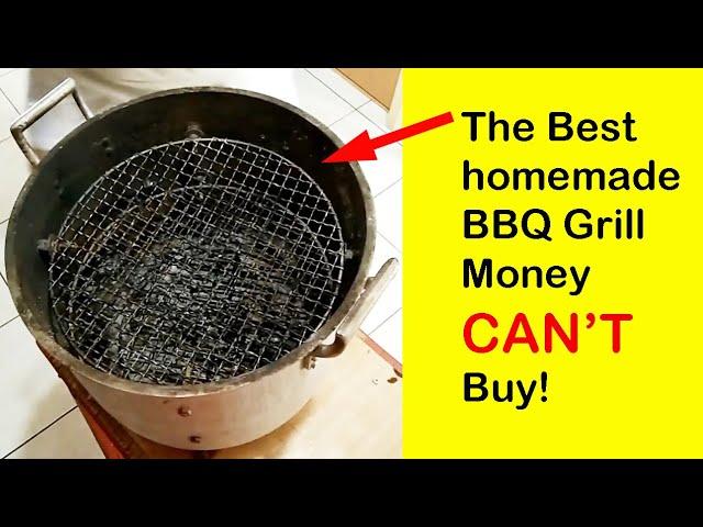 Homemade barbeque grill. Easy to use, easy to make, long lasting aluminum diy charcoal bbq grill.