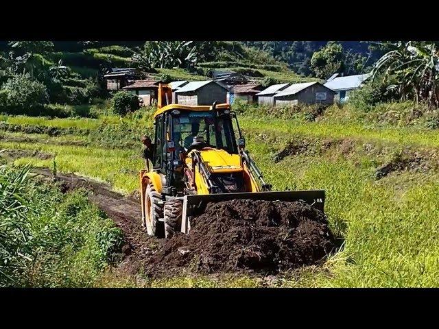 JCB Backhoe Loader-Road Construction-Leveling and Cutting Hill-Part 1