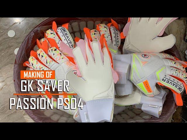 Making of GK Saver Passion PS04 goalkeeper gloves. Stitching process football goalkeeper gloves