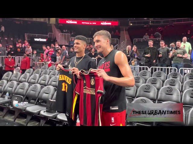 Atlanta Hawks Star Bogi Bogdanovic & Atlanta United Star Miles Robinson Participate in Jersey Swap