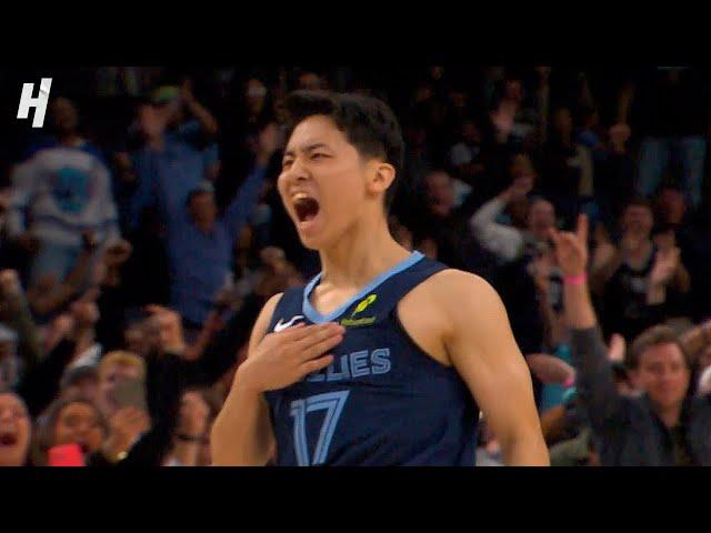 Yuki Kawamura First official NBA bucket is a STEP-BACK 3 & Crowd goes Wild 