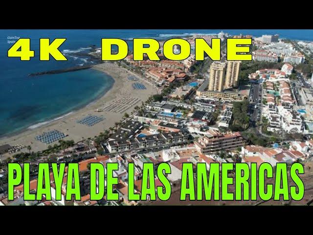 TENERIFE, CANARY ISLANDS: Playa de Las Americas  Costa Adeje, 4K Drone, 60 fps