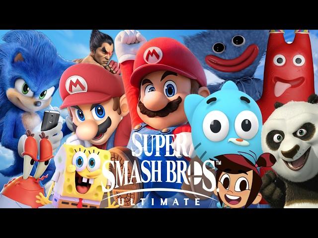 Movie Sonic vs Movie Mario | Huggy Wuggy vs Banban | Subscribers in Super Smash Bros Ultimate 9