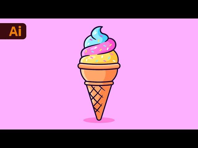 Adobe Illustrator Beginner Tutorial - Create Vector Ice Cream from Sketch (HD)