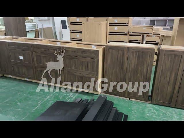 AllandCabinet, custom kitchen cabinets from China, product shaker style with wood veneer cabinet