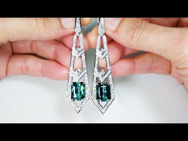 Afghan Indicolite Earrings 10.57 carats by Kat Florence