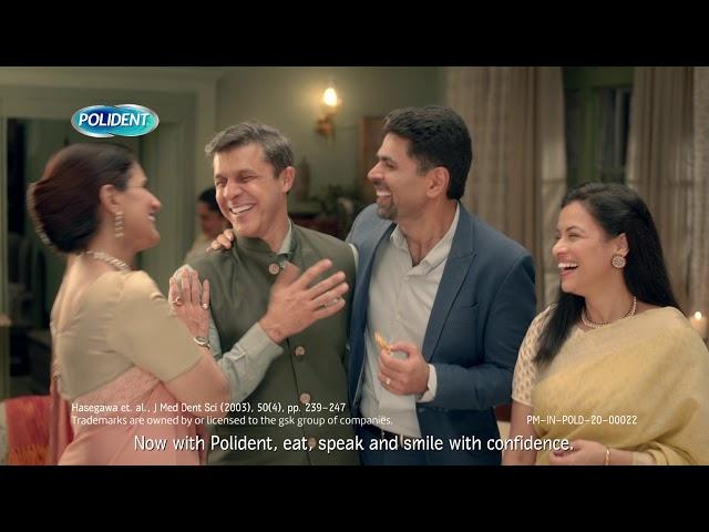 Polident Denture Fixative – Eat, Speak & Smile with Confidence (Hindi, 6 sec)